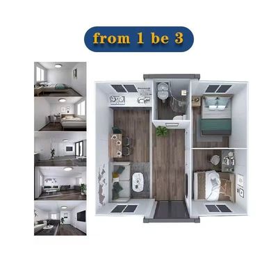 Double Storey 40ft 20ft Foldable Steel Mobile Prefabricated Villa Expandable 3 Bedroom House with Kitchen for Home Office Use